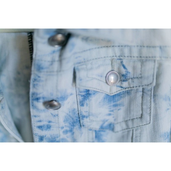 Jou Jou Jean Jacket Women's Stretch Tie Dye Denim Coat Juniors Trucker Jacket M - Picture 5 of 9